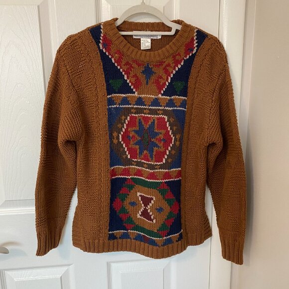 Vintage JH Collectibles Geometric Knit Pullover Sweater Petite Small - Picture 2 of 5